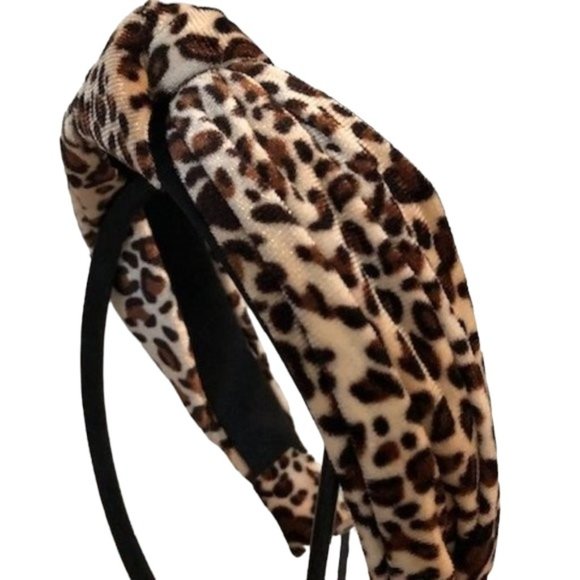 Velveteen Leopard Print Headband - Picture 2 of 6